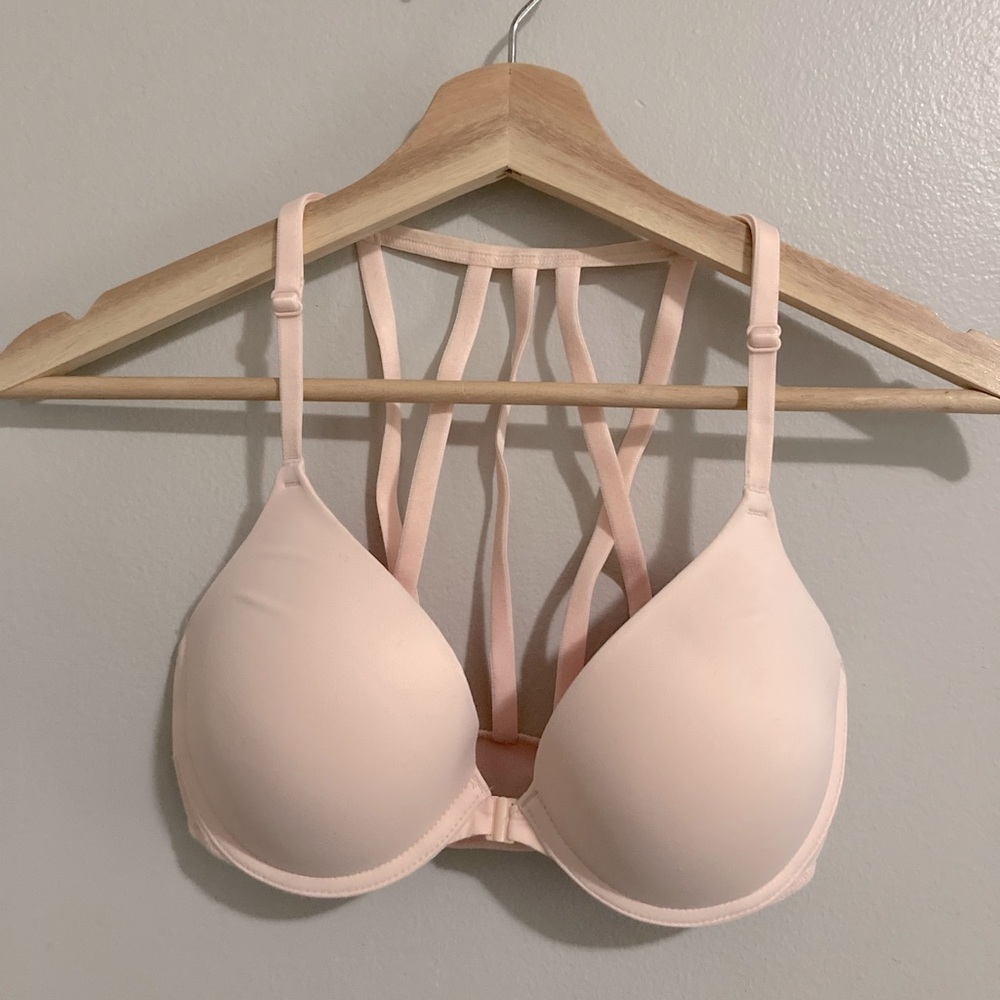 Pink front close bra